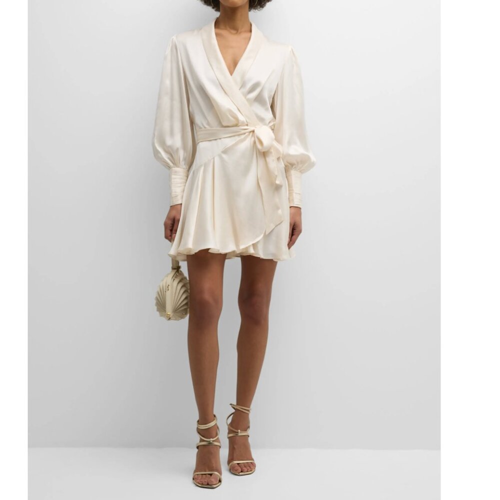 Zimmermann Ivory Silk Wrap Minidress (size small)